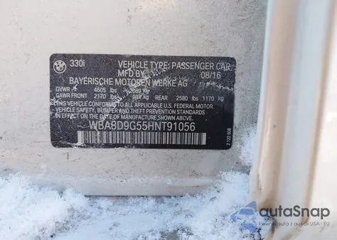 2017 BMW 330I xDrive из США, поврежденный, VIN WBA8D9G55HNT91056